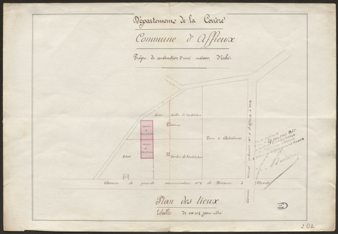 Maison d'école : baux de location, travaux de construction et réparations, latrines, préaux couverts et murs de clôture.