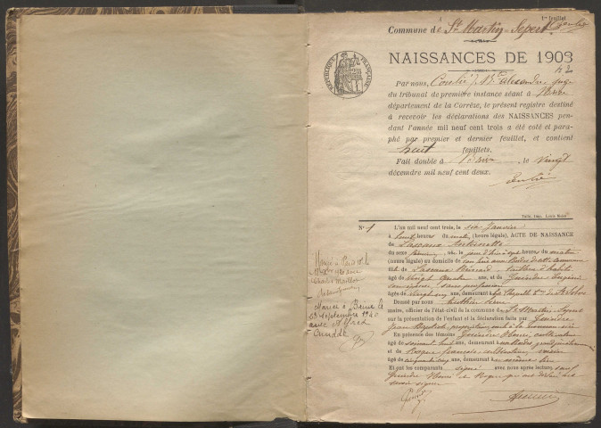 Naissances (1903-1942).