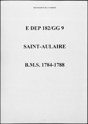 Baptêmes, mariages, sépultures (1784-1788)
