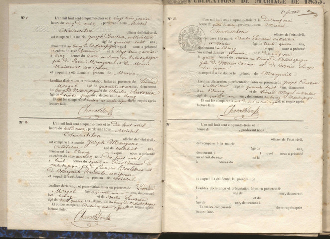 Naissances, mariages, décès (1853-1862)