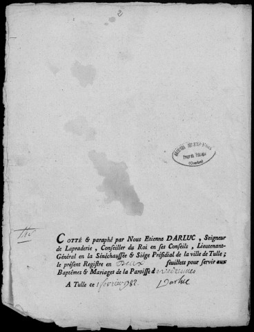 Baptêmes, mariages, sépultures (1782-1791)