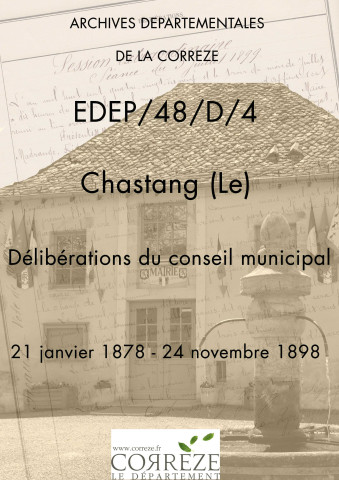 Délibérations du conseil municipal. 21 janvier 1878-24 novembre 1898