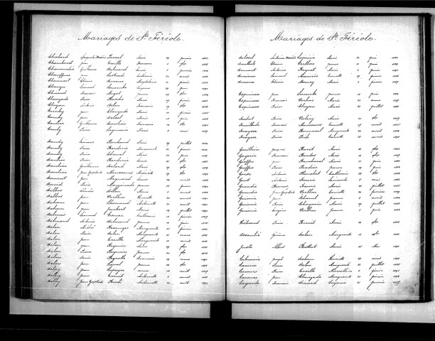Tables décennales des mariages (1883-1892)