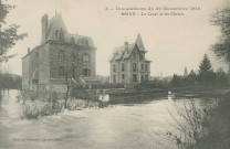 Brive-la-Gaillarde : "3 - Inondations du 30 novembre 1910 - Brive - Le canal et les chalets".