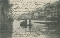 Tulle : "Les inondations de Tulle, 24 mars 1912 - Cours ma gondole...au pont du tribunal".