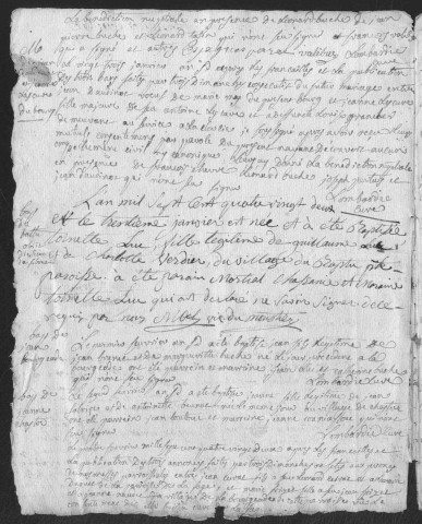 Baptêmes, mariages, sépultures (1782-1792)