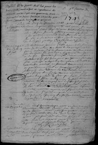 Baptêmes, mariages, sépultures (1743-1760)