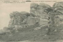 Aubazine : "12 - Corrèze - Aubazine - Enorme (cromlech mot rayé remplacé par rocher) de 40 mètres de diamètre surplombant le sommet du Puy-de-Pauliac à 500 mètres d'altitude".