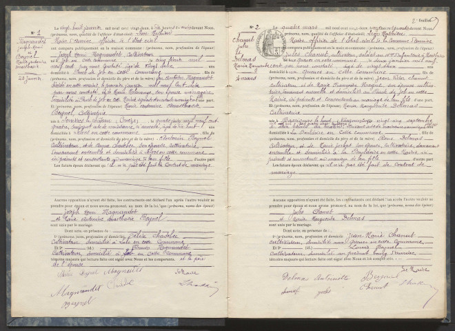 Mariages (1922-1932).