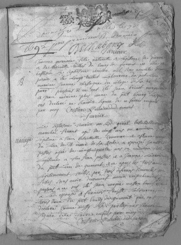 Baptêmes, mariages, sépultures (1692-1746)