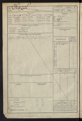 Classe 1914 : liste de matricules des engagés volontaires non encore inscrits au registre matricule et des hommes des réserves étrangers à la subdivision pris en domicile (matricules 1 à 208).