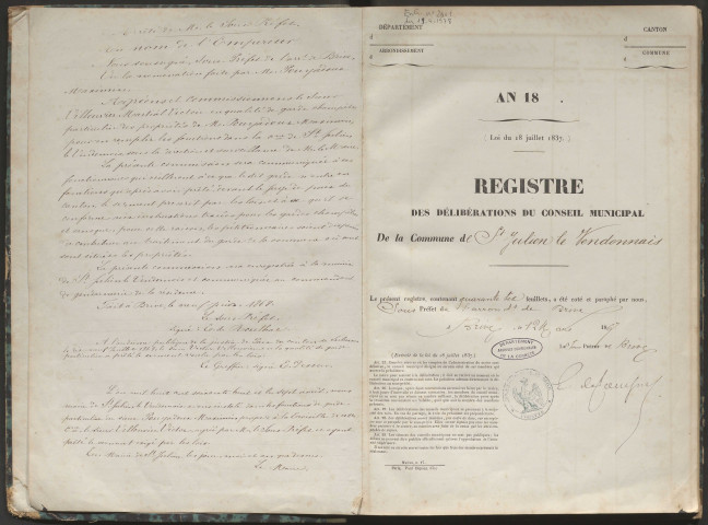 Délibérations du conseil municipal. 15 mars 1867-25 décembre 1870