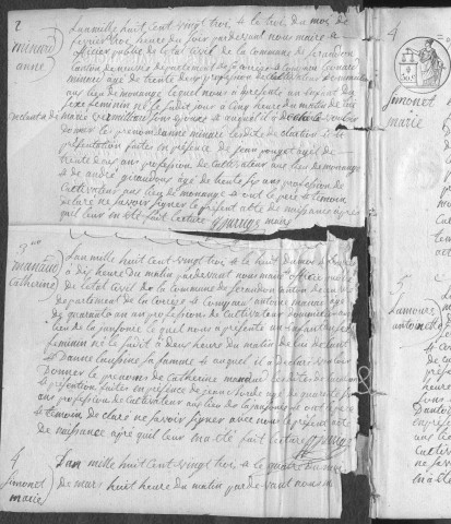Naissances, mariages, décès (1823-1832)