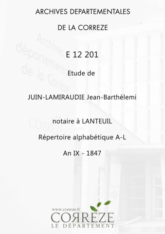 Répertoire alphabétique : A-L