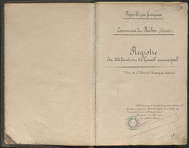 Délibérations du conseil municipal. 15 août 1897-5 septembre 1920