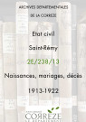 Naissances, mariages, décès (1913-1922).