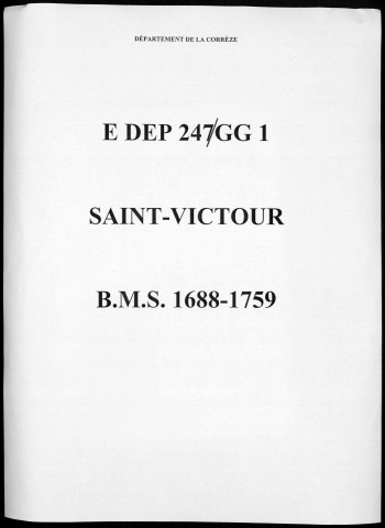 Baptêmes, mariages, sépultures (1688-1759)