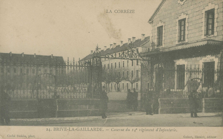 Brive-la-Gaillarde : "La Corrèze - 24. Brive-la-Gaillarde. - Caserne du 14e régiment d'infanterie".
