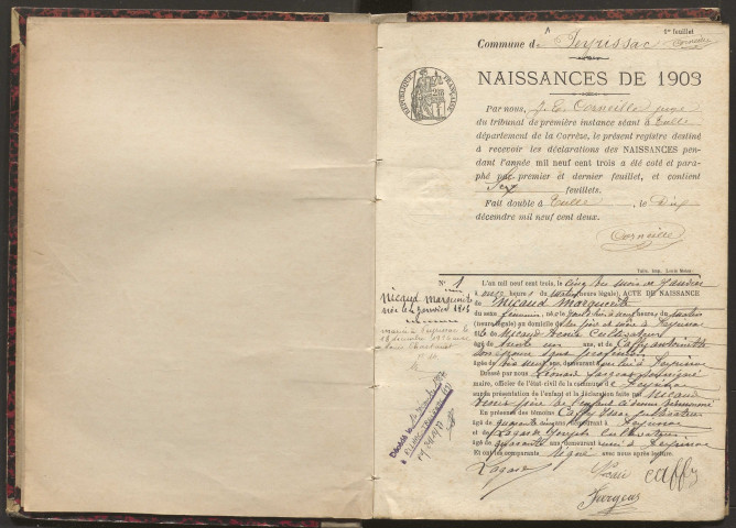 Naissances (1903-1921).