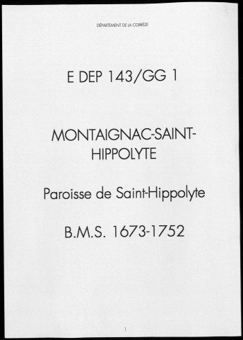 Baptêmes, mariages, sépultures (1673-1752)