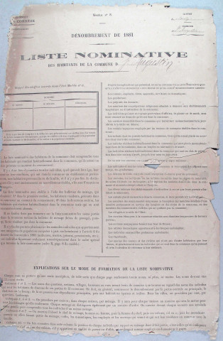 Population : listes nominatives. 1881-1891