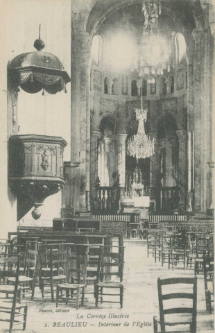 Beaulieu-sur-Dordogne : "La Corrèze illustrée - 2. Beaulieu - Intérieur de l'église".