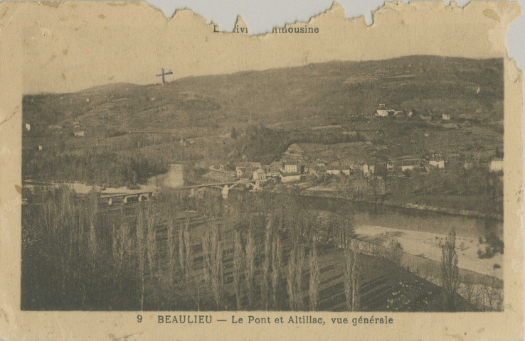 Altillac : "9 - Beaulieu - Le pont et Altillac, vue générale".