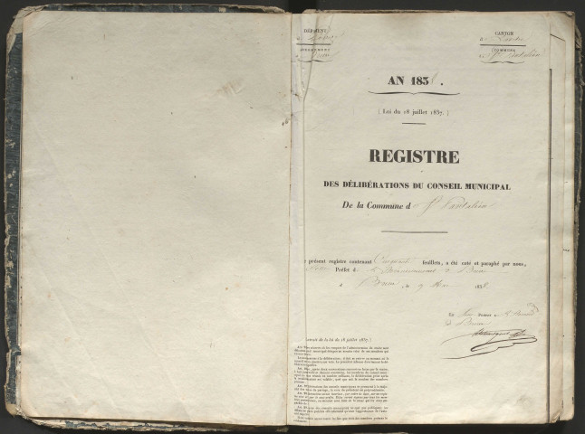 Délibérations du conseil municipal. 20 mai 1838-26 décembre 1847