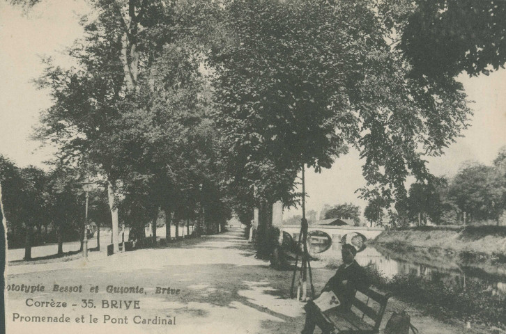 Brive-la-Gaillarde : "Corrèze - 35. Brive - La promenade et le pont Cardinal".
