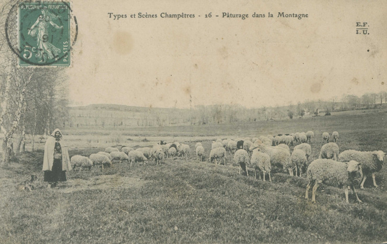 Folklore : "Types et scènes champêtres - 26 - Pâturage dans la montagne".