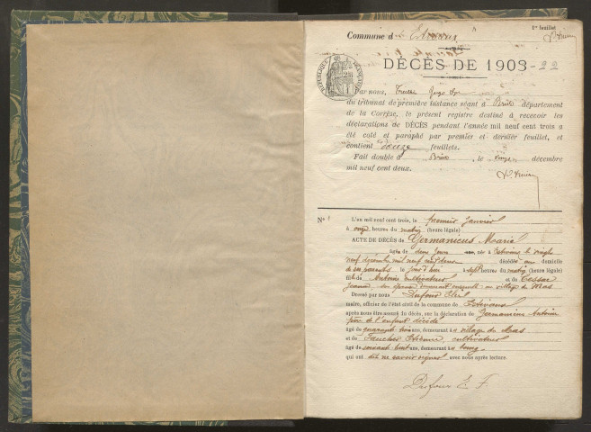 Décès (1903-1922).