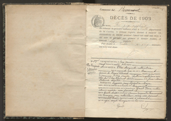 Décès (1903-1921).
