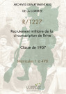 Classe 1907 : matricules 1 à 498.