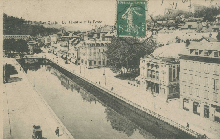 Tulle : "212 - Tulle - Les quais - Le théâtre et la poste".
