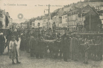 Tulle : "La Corrèze illustrée 27 Tulle - Marché aux bestiaux, quai de Vallon".