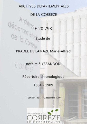 1 janvier 1884-31 décembre 1909