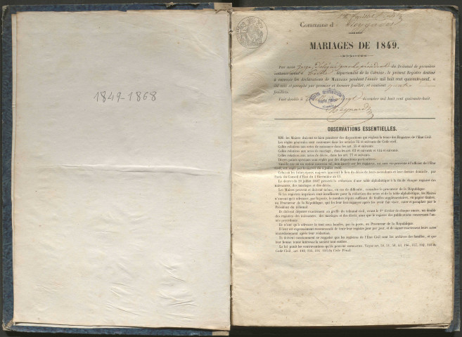 Mariages (1849-1868)