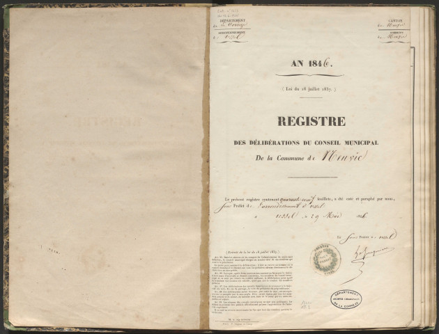 Délibérations du conseil municipal. 10 mai 1846-29 mai 1852
