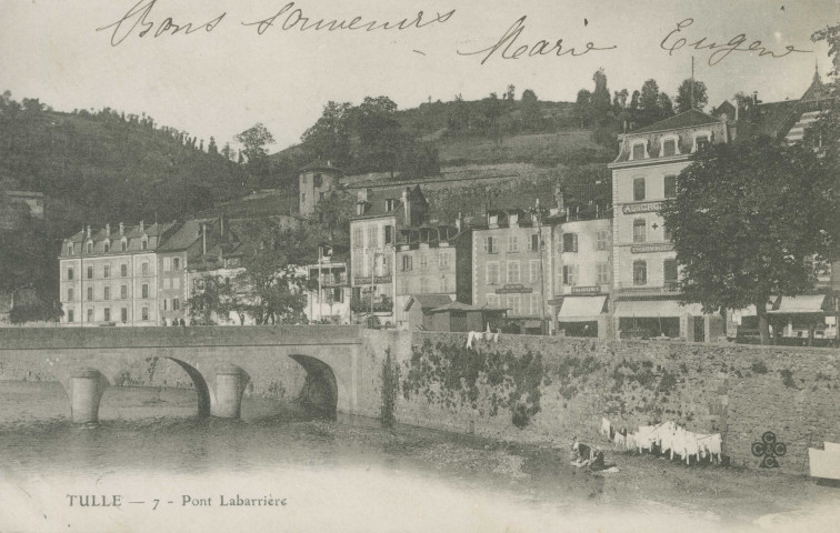 Tulle : "Tulle - 7 - Pont Labarrière". Le collège Clemenceau n'est pas encore construit.