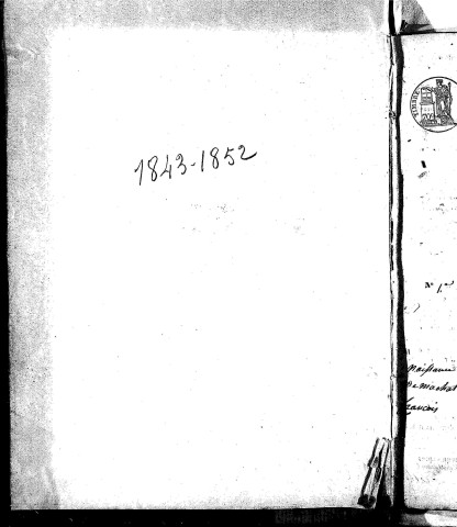 Naissances, mariages, décès (1843-1852)