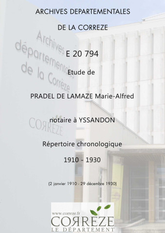 2 janvier 1910-29 décembre 1930