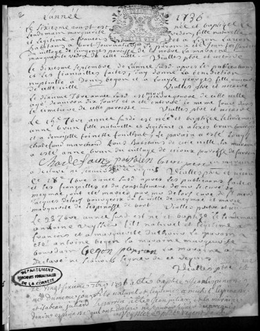Baptêmes, mariages, sépultures (1737-1769)