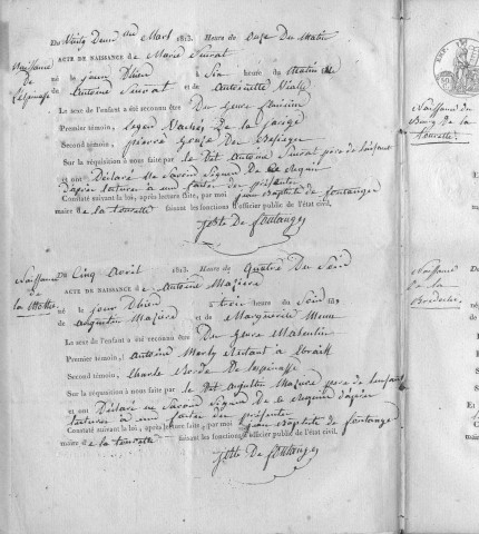 Naissances, mariages, décès (1813-1822)