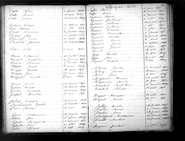 Tables décennales des décès (1843-1852)