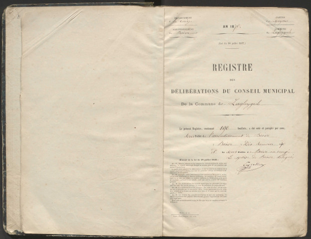 Délibérations du conseil municipal. 18 février 1870-07 mai 1882