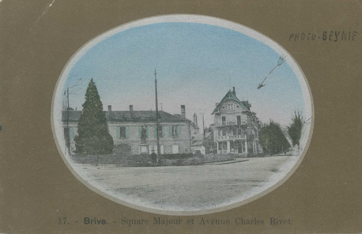 Brive-la-Gaillarde : "17. - Brive. - Square Majour et avenue Charles Rivet.".