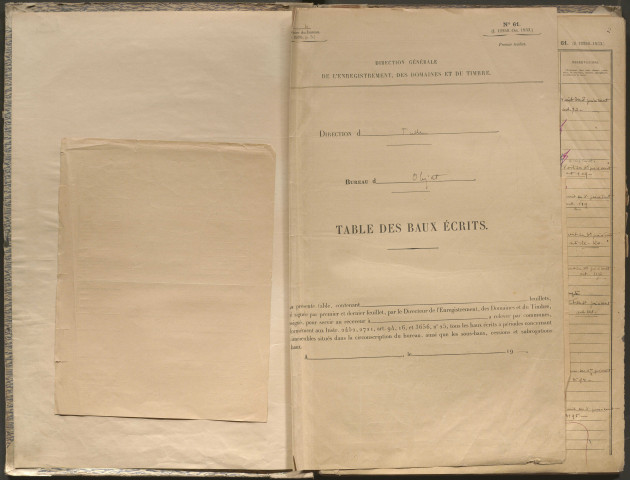 Table des baux écrits par communes