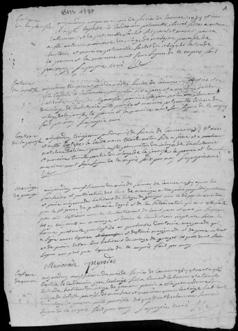 Baptêmes, mariages, sépultures (1737-1764)