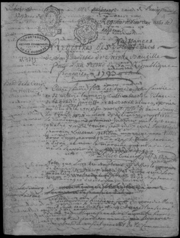 Naissances, mariages, décès (1793-1802)