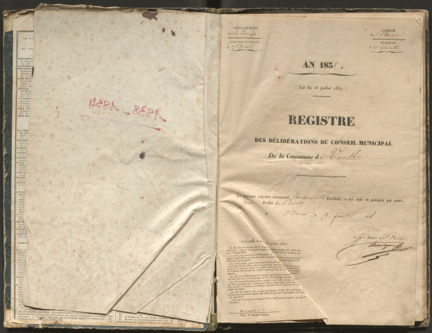 Délibérations du conseil municipal. 1er avril 1838-22 octobre 1954